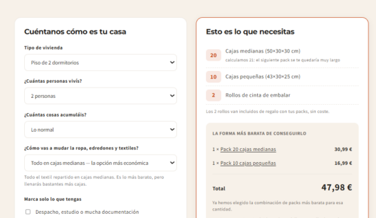 Be Yours lanza una calculadora gratuita que estima cuántas cajas de cartón necesita cada mudanza